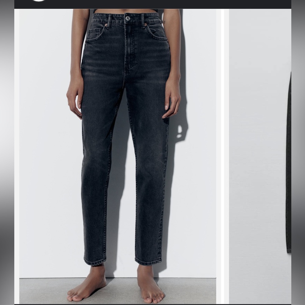 Zara High Rise Mom Jean in Black